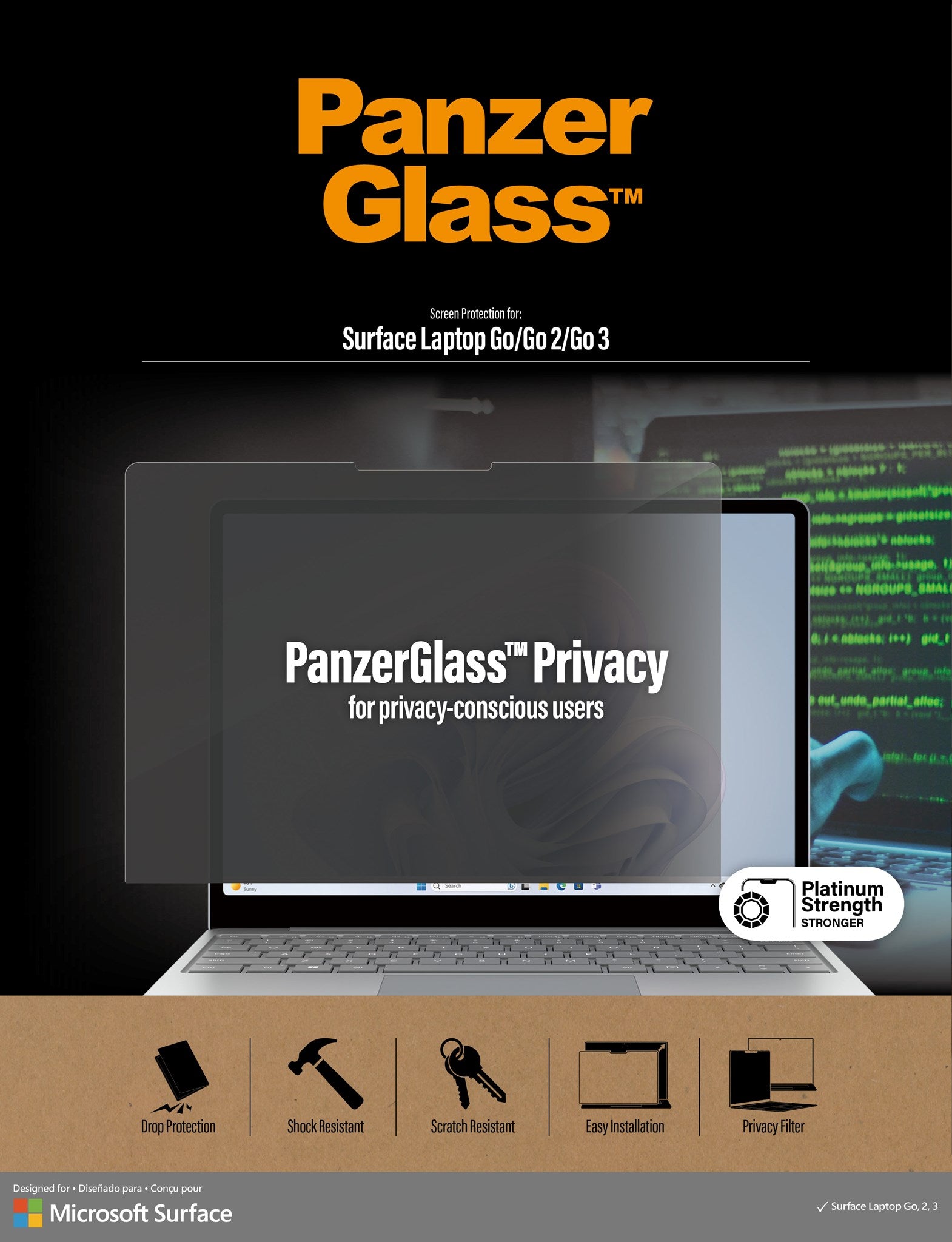 PanzerGlass® Privacy Displayschutz Microsoft Surface Laptop Go 2 | Go